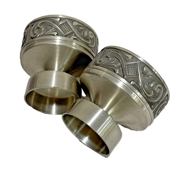 Norwegian Selandia Pewter 2-5/8" Candleholders Acanthus Design Made in NORWAY - Picture 7 of 8